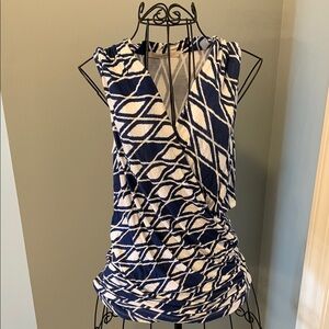 41 Hawthorn Stitchfix Blue & White Geometric Women's Top size XS Wrap Style